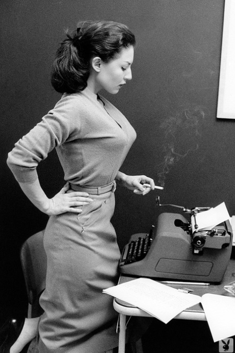 Playboy 50s babe Alice Denham flaunts her perfect natural tits in a solo