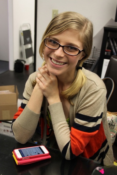 Cute nerd Penny Pax gets her face roughly dicked and covered in jizz