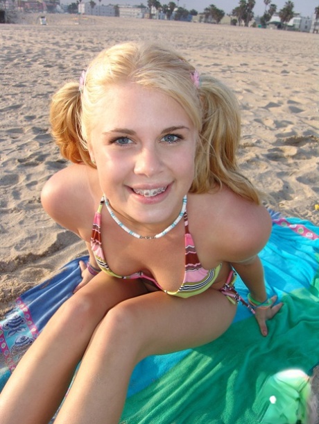 Petite teen with pigtails Summer shows off her tiny tits  her big ass