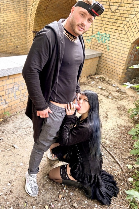 Goth slut Doreen getting her pierced pussy fucked and creampied