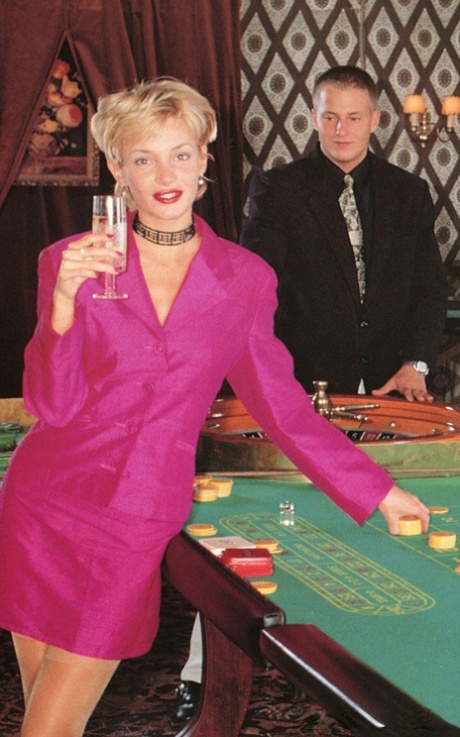 Vintage babe with big tits takes 2 dicks in her hairy twat on a billiard table