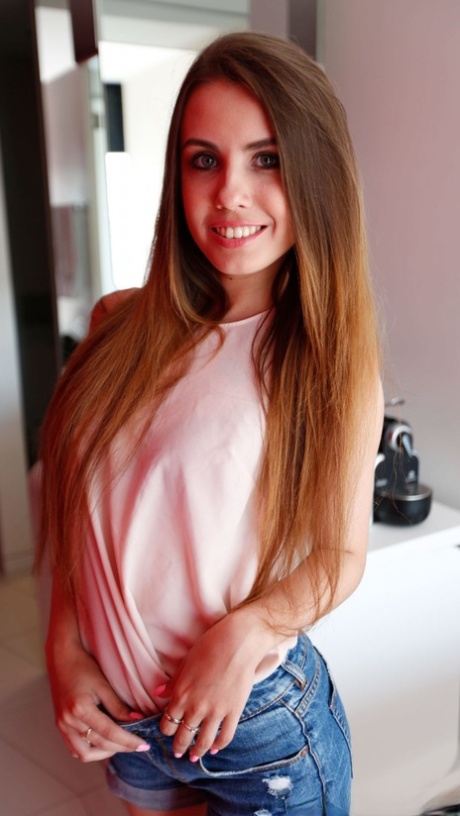 Beautiful teen Kristina ends a sexy striptease with some POV hardcore sex