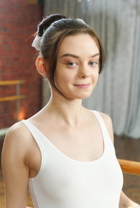 Skinny ballerina Pure Kitti flaunts her petite figure and rubs her clitoris