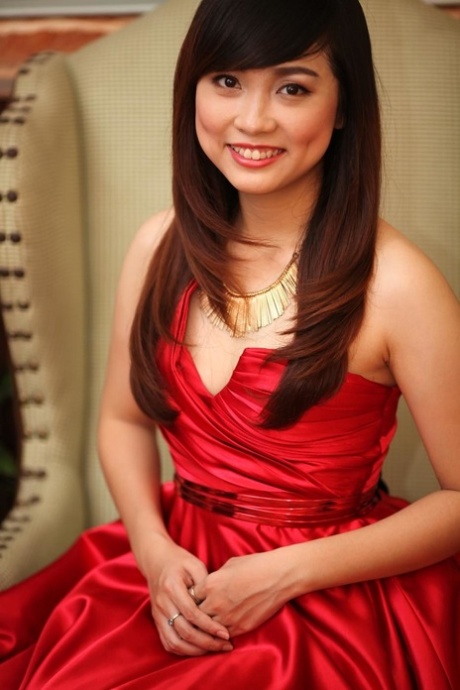 Adorable Asian girl Autumn posing in her beautiful dresses in a compilation